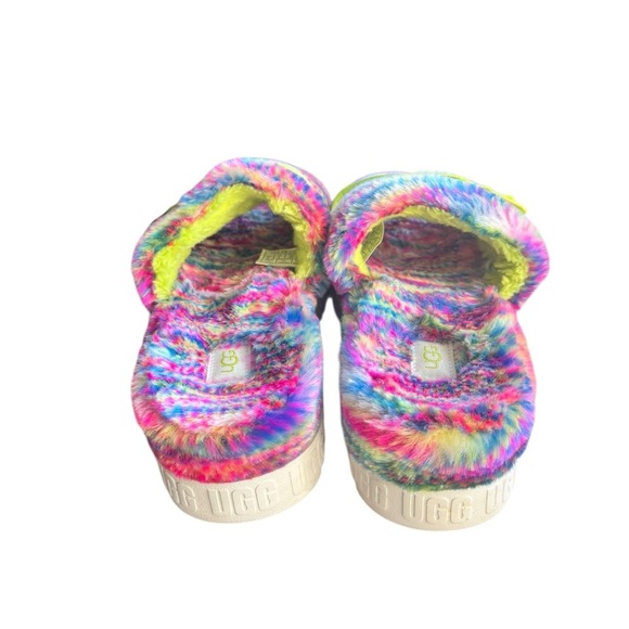 UGG Disco Slide Acid Wash Rainbow Fuzzy Sandals 8 - Picture 4 of 6